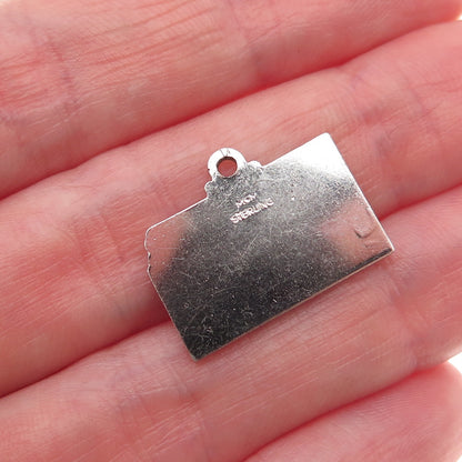 M&M Mark Mercy 925 Sterling Silver Vintage Kansas State Map Mini Charm Pendant