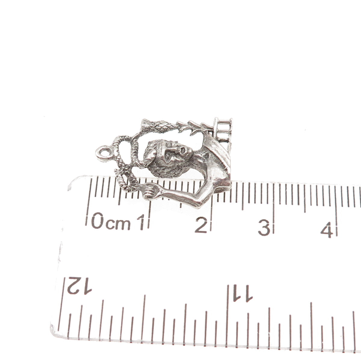 925 Sterling Silver Vintage Scottish Man w/ Snake & Thistle Mini Charm Pendant
