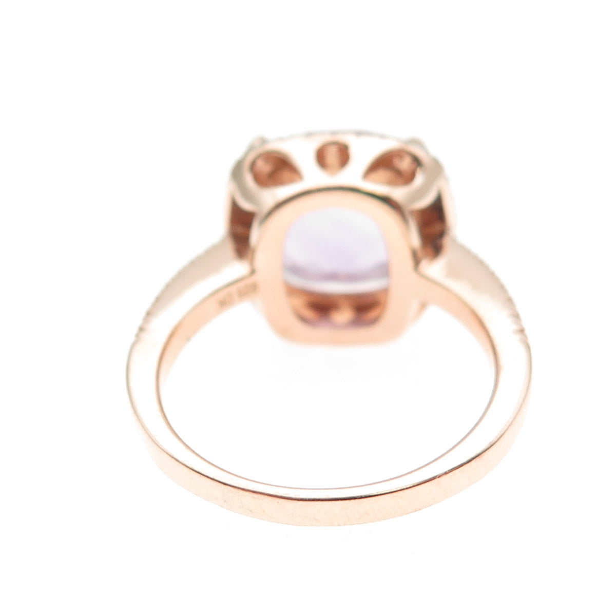 925 Sterling Silver Rose Gold Plated Real Diamond & Amethyst Ring Size 8