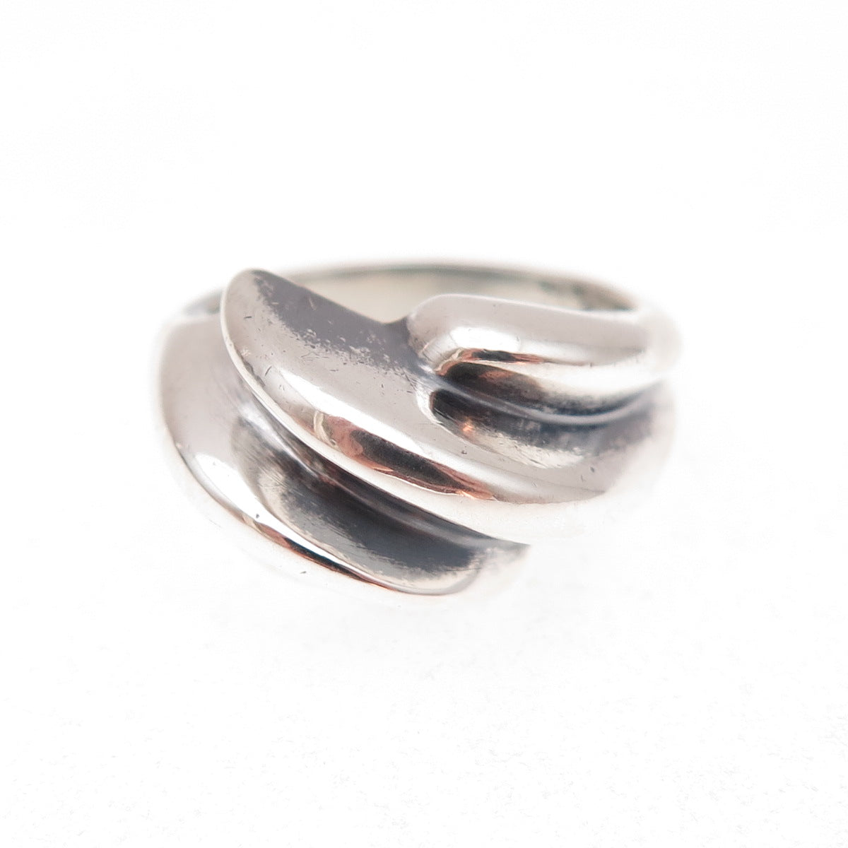 925 Sterling Silver Vintage Modernist Oxidized Ring Size 6