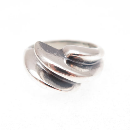 925 Sterling Silver Vintage Modernist Oxidized Ring Size 6