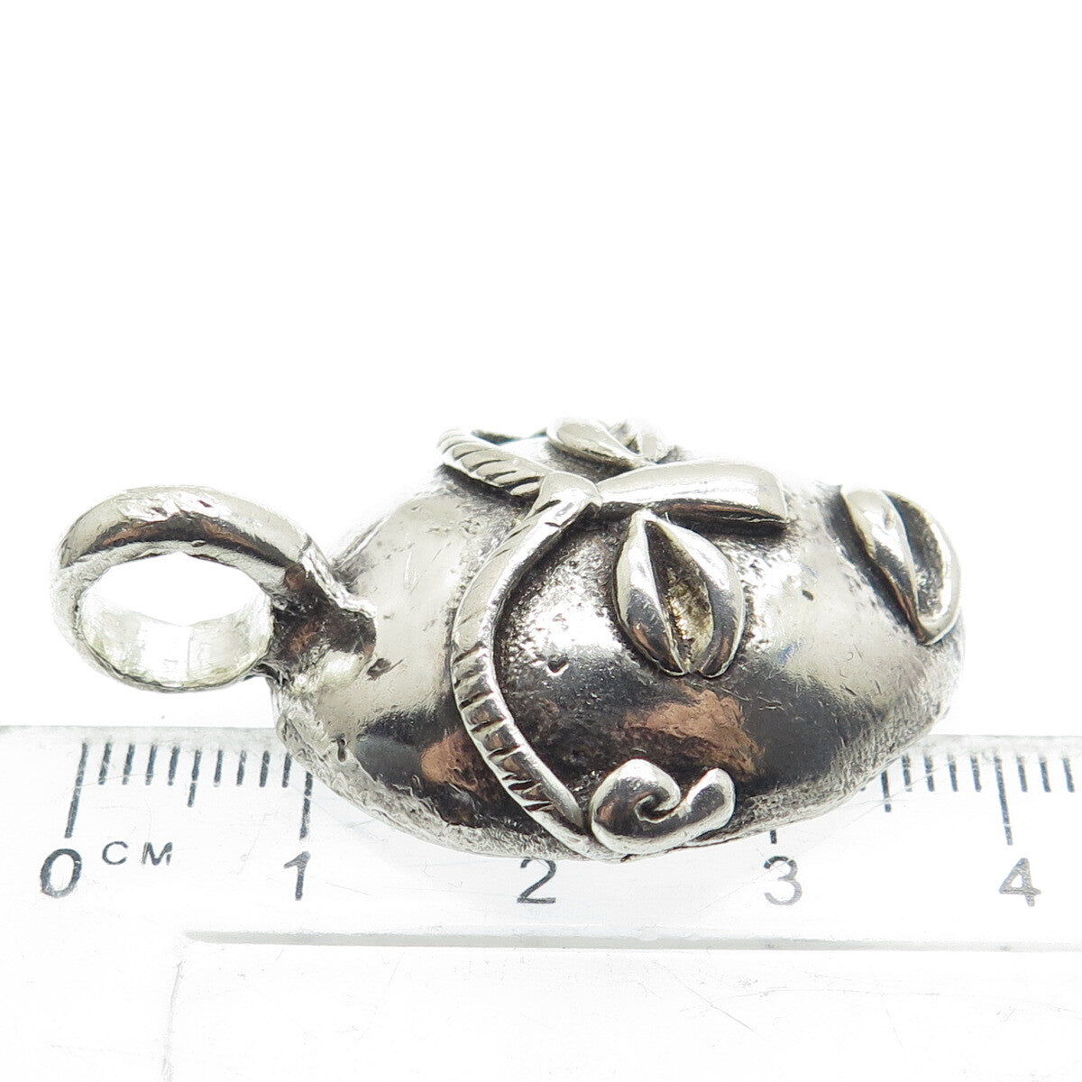 925 Sterling Silver Vintage African Goddess Mask Oxidized Pendant