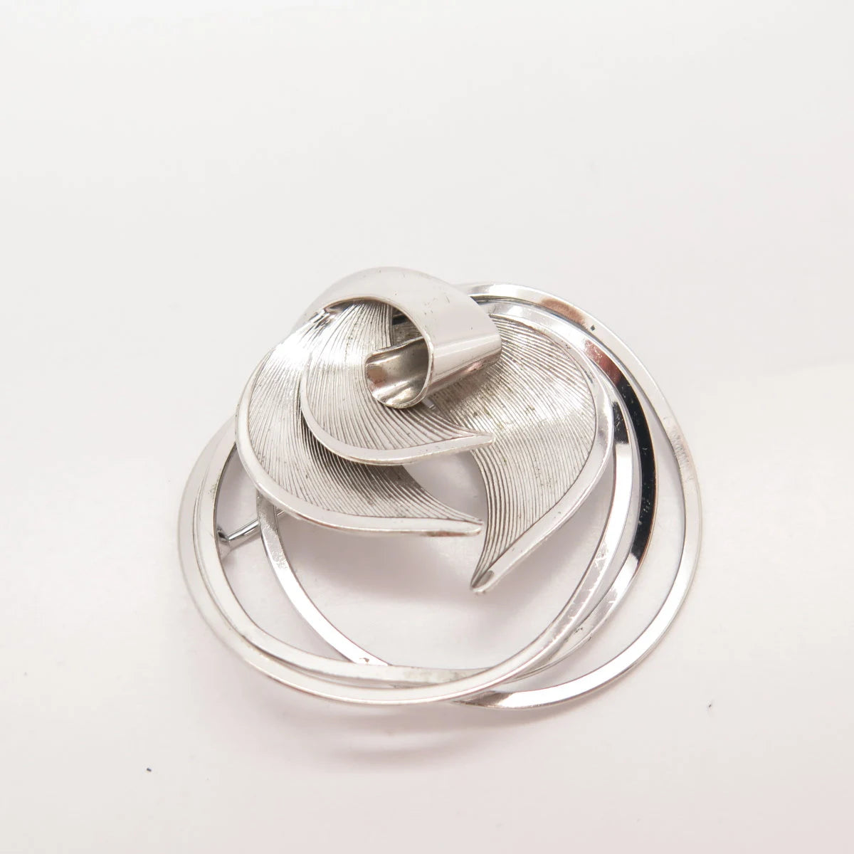 925 Sterling Silver Vintage Carl Art Leaf Striped Pin Brooch