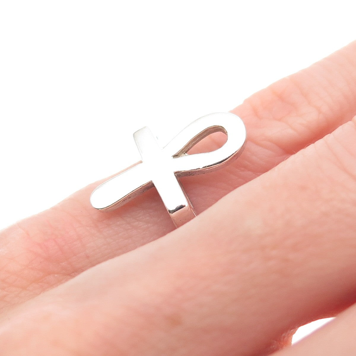 925 Sterling Silver Vintage Egyptian Ankh Ring Size 4.25