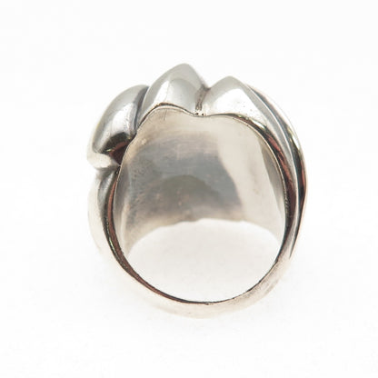 925 Sterling Silver Vintage Modernist Dome Oxidized Ring Size 6