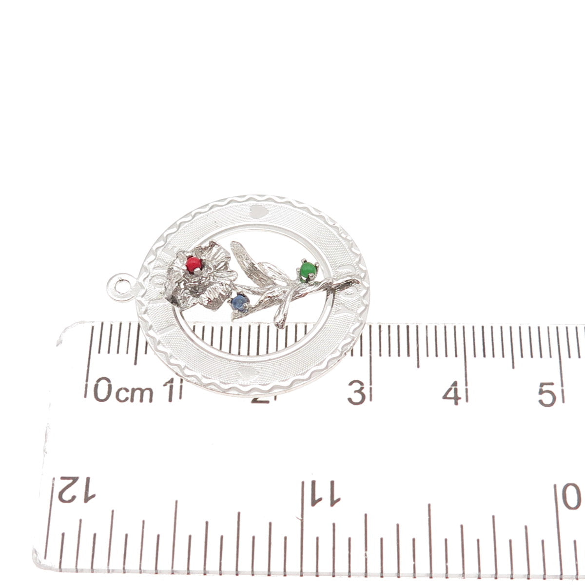 Elco 925 Sterling Silver Vintage Rhinestone I Love You Flower Charm Pendant