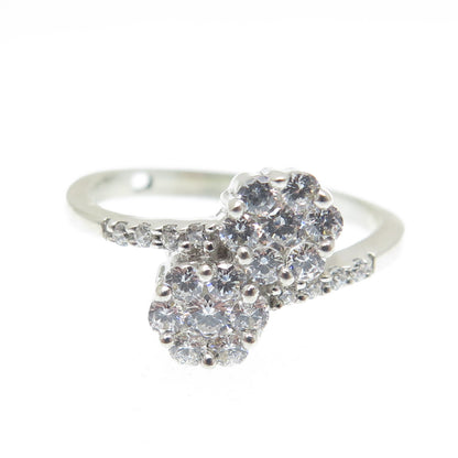 925 Sterling Silver Round-Cut Shaped C Z Bypass Ring Size 7.75