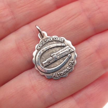 Bruce 925 Sterling Silver Antique Art Deco Horseshoe Curve Altoona Mini Pendant