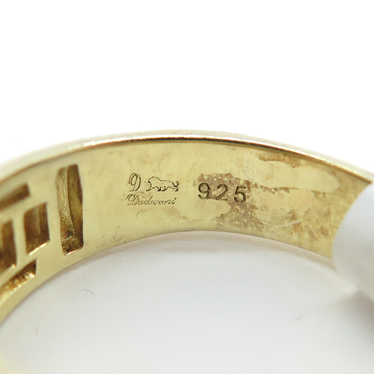 DADWANI 925 Sterling Silver Gold Plated Swarovski Crystal Ring Size 9.25
