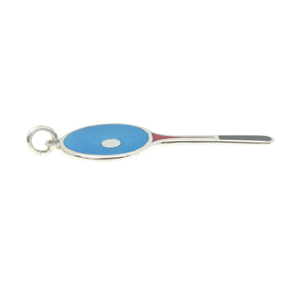 800 Silver Vintage Italy Enamel Tennis Racket Pendant