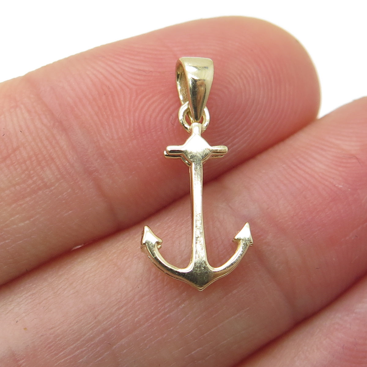 14K Yellow Gold Anchor Minimalist Charm Pendant