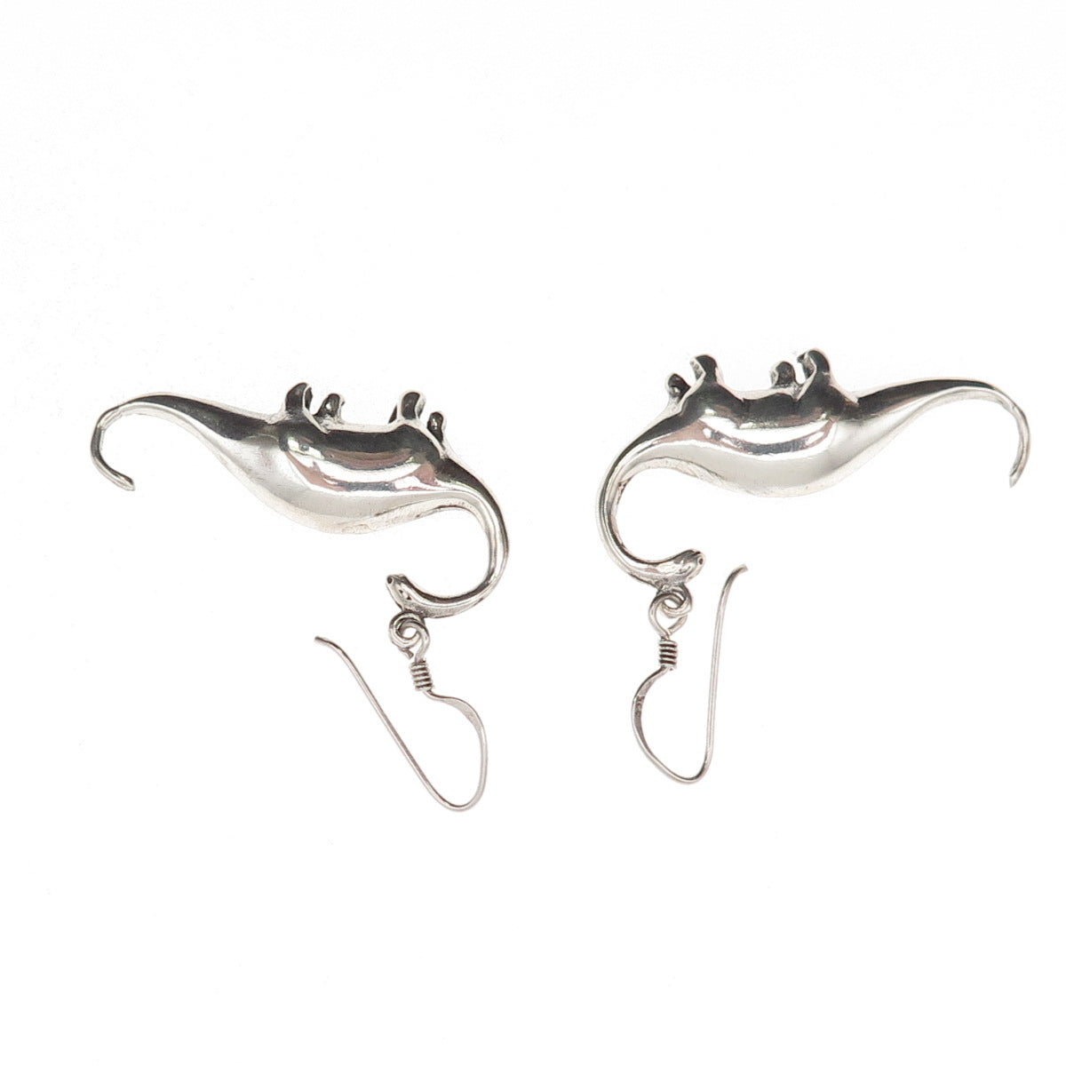 925 Sterling Silver Vintage Dinosaur Oxidized Dangle Earrings