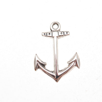 925 Sterling Silver Vintage Anchor Oxidized Charm Pendant