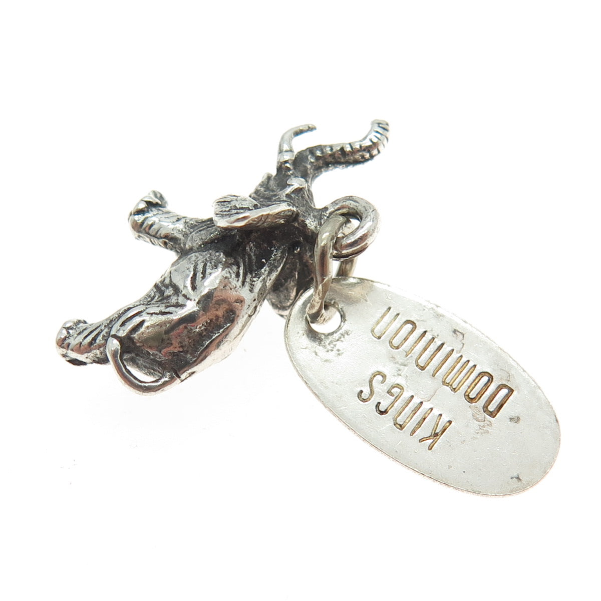 925 Sterling Silver Vintage "Kings Dominion" Elephant 3D Charm Pendant