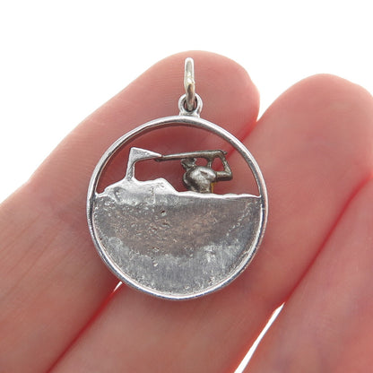 925 Sterling Silver Antique Colorful Enamel Golf Club Charm Pendant