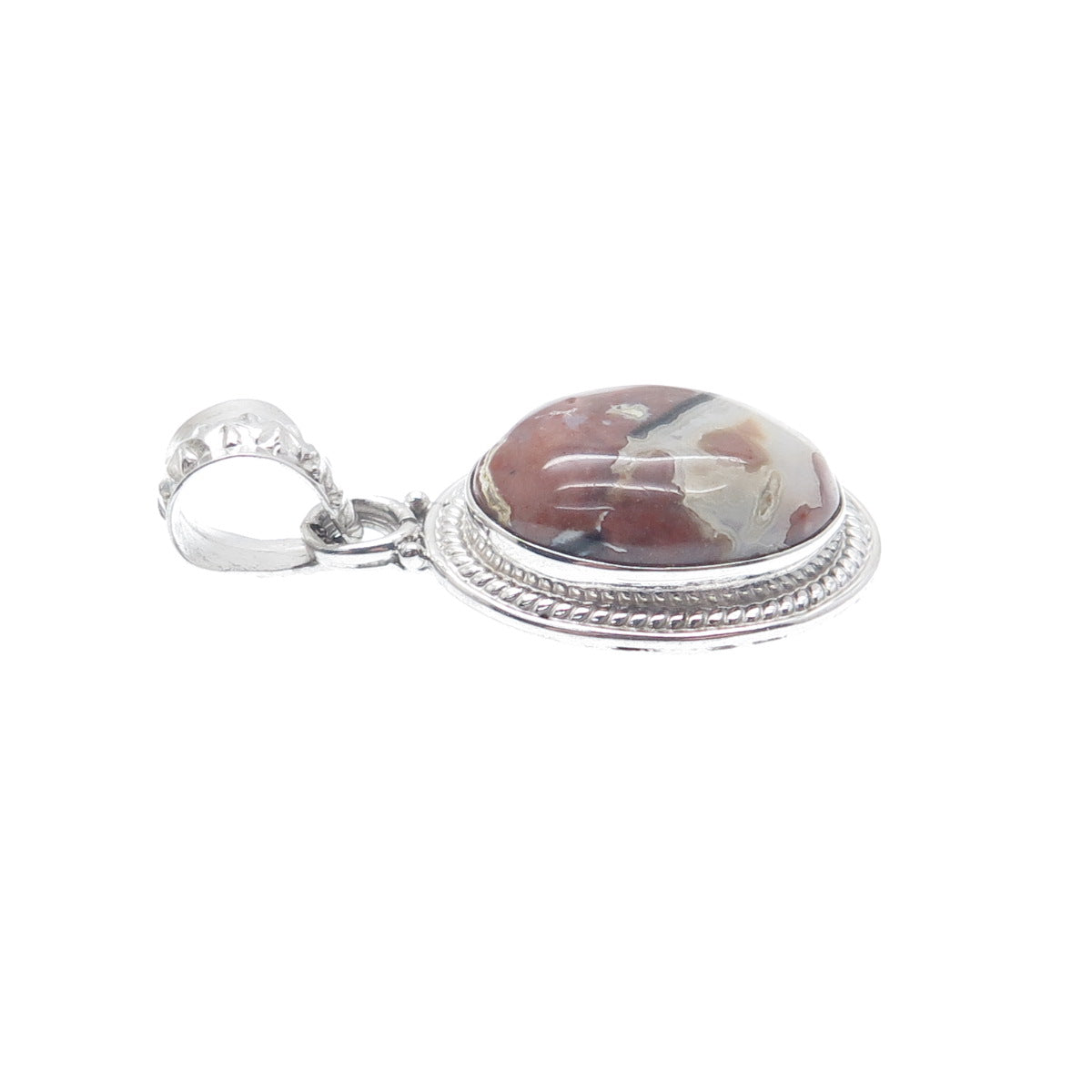 925 Sterling Silver Vintage Real Agate Charm Pendant