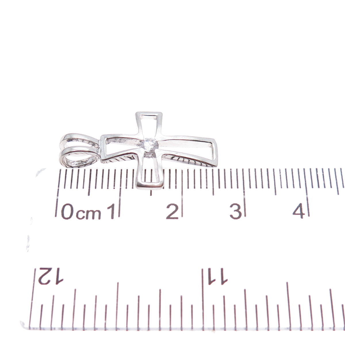 925 Sterling Silver Vintage Round-Cut C Z Cross Charm Pendant
