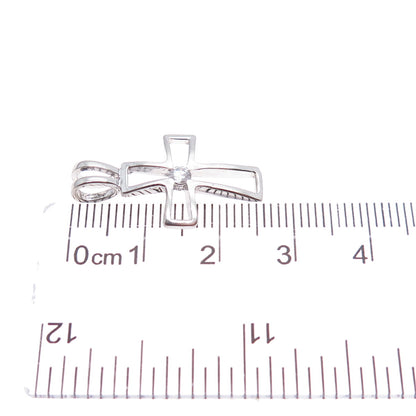 925 Sterling Silver Vintage Round-Cut C Z Cross Charm Pendant