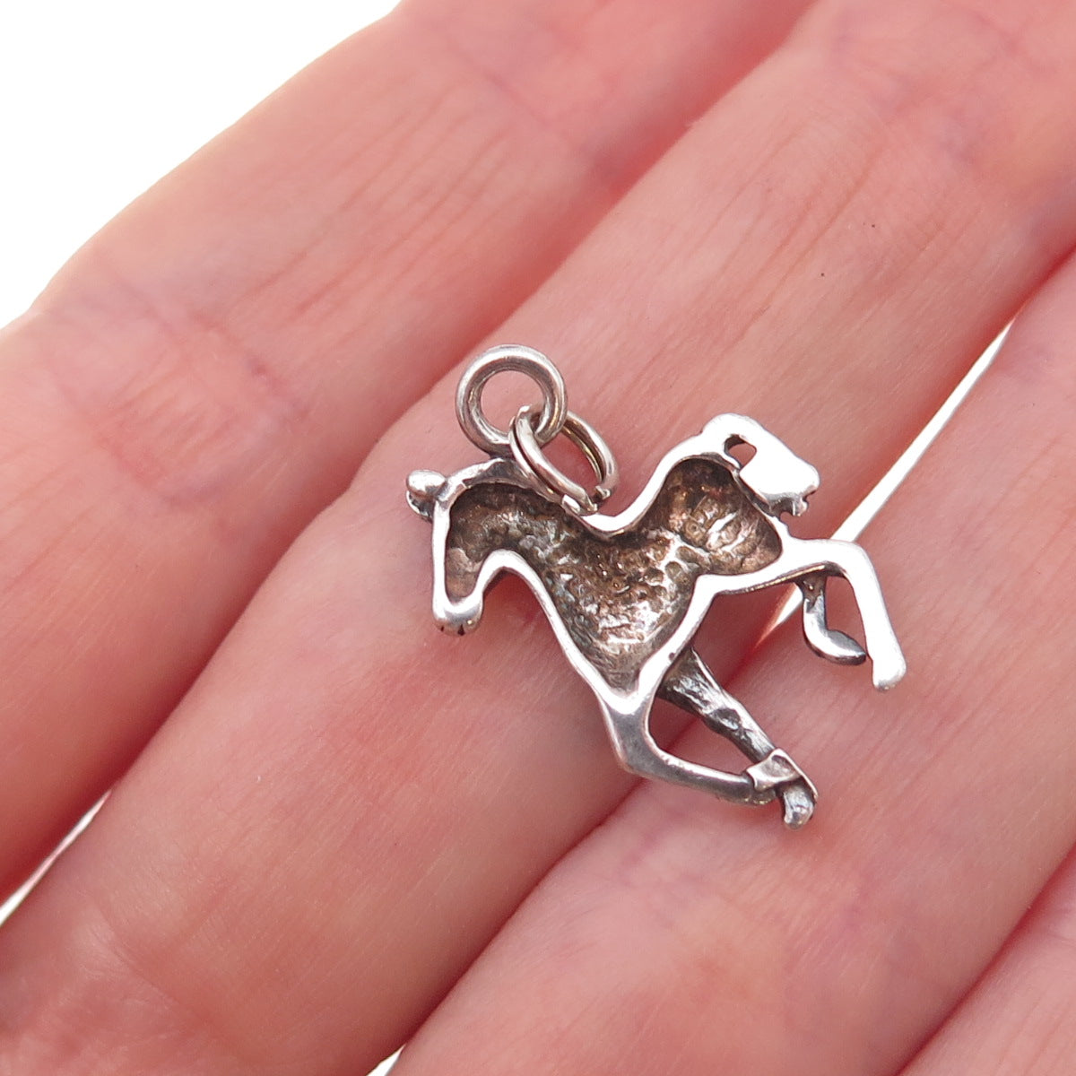 925 Sterling Silver Vintage Horse Oxidized Charm Pendant