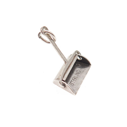 925 Sterling Silver Antique Art Deco Dust Bin Oxidized 3D Mini Charm Pendant