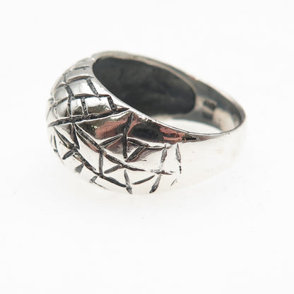 Charles Winston Sterling Silver Vintage Spider Web Oxidized Dome Ring Size 7.75
