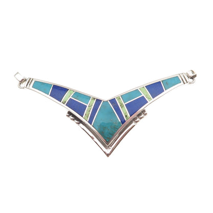 Calvin Spencer Navajo SuperSmiths Old Pawn 925 Sterling Turquoise Lapis Pendant