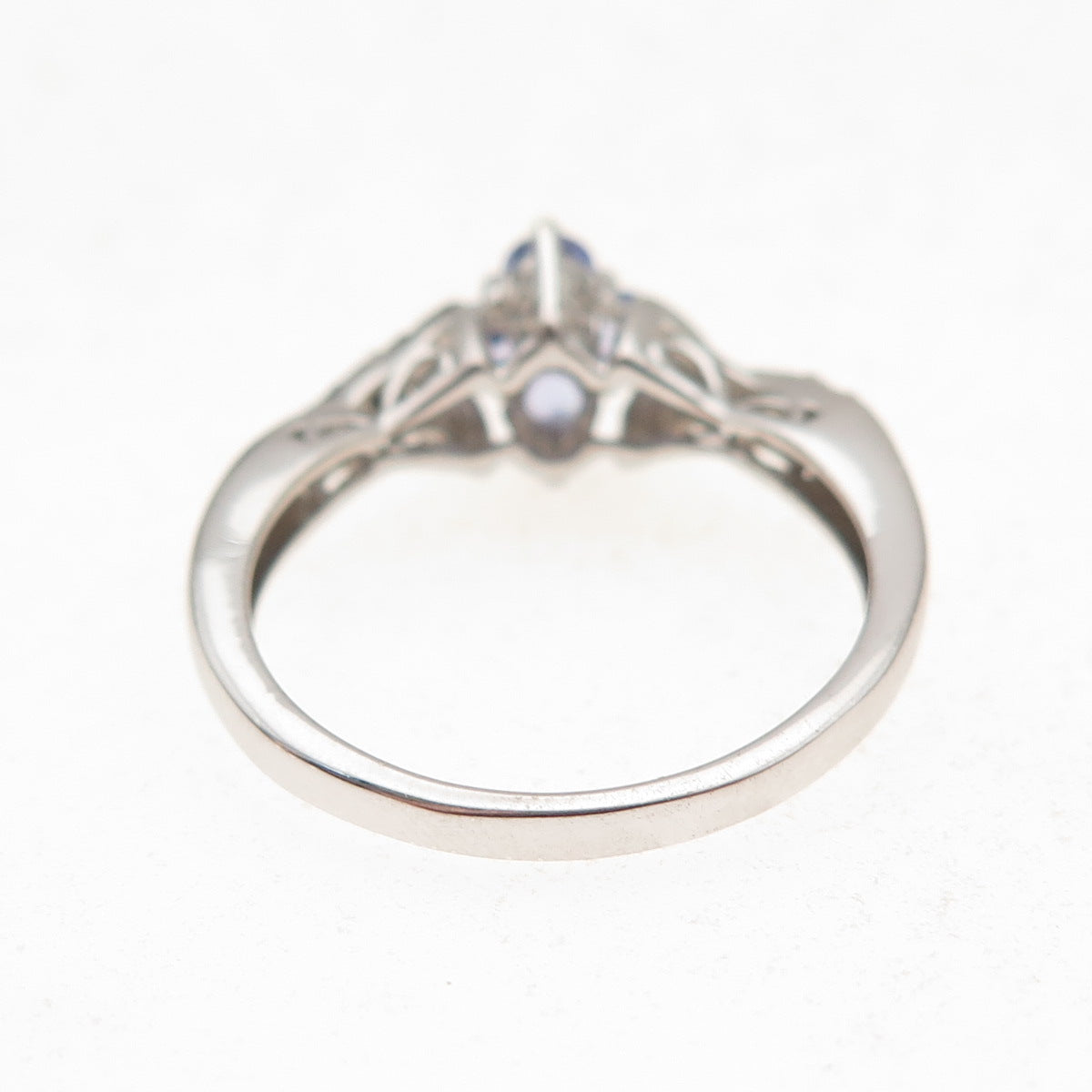 Chuck Clemency 925 Sterling Silver Real Tanzanite & White Topaz Ring Size 7