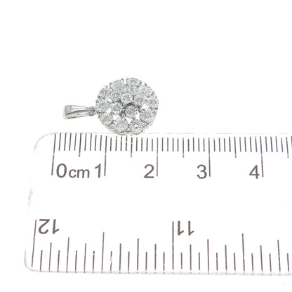 925 Sterling Silver Real Round-Cut Diamond Flower Minimalist Charm Pendant