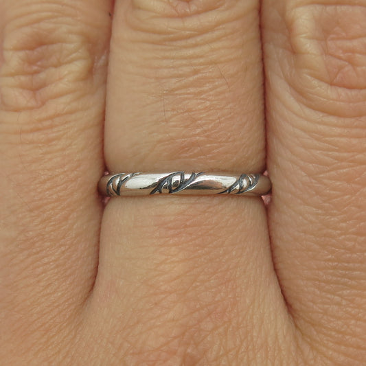 SHUBE 925 Sterling Silver Vintage Engraved Band Ring Size 7.25