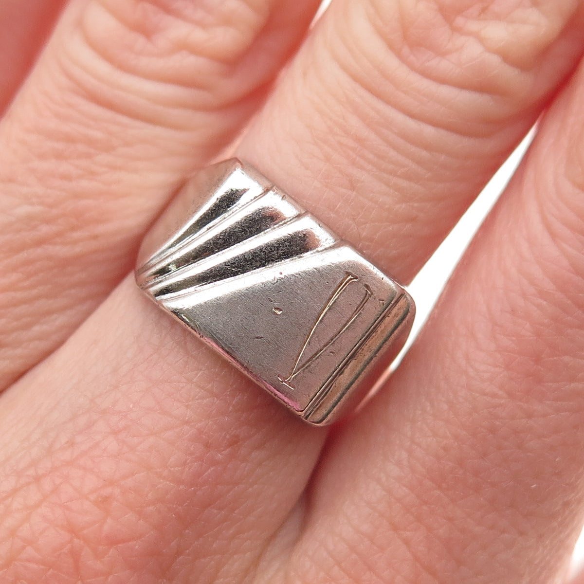 ESPO Joseph Esposito 925 Sterling Silver Antique Art Deco Oxidized Ring Size 7