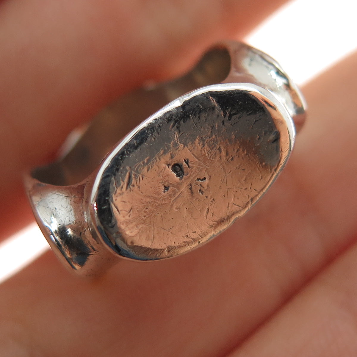 925 Sterling Silver Vintage Spain Modernist Ring Size 7.5