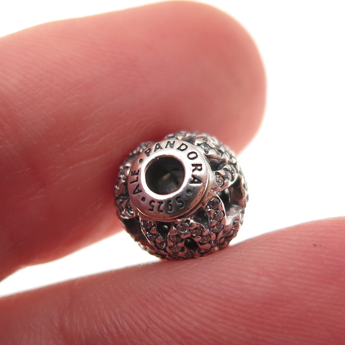 Pandora 925 Sterling Silver C Z Essence Appreciation Slide Bead Charm