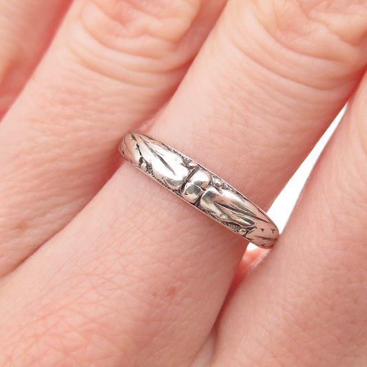 925 Sterling Silver Vintage Floral Oxidized Ring Size 7.5
