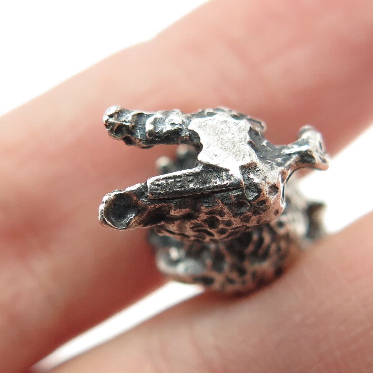 925 Sterling Silver Vintage Poodle Dog Oxidized 3D Charm Pendant