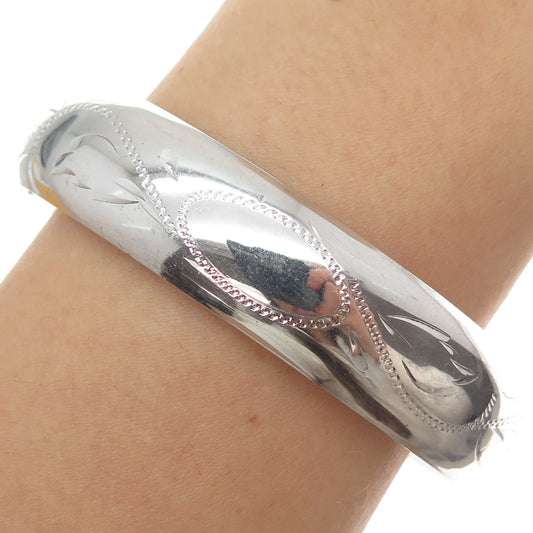 CARLA 925 Sterling Silver Antique Art Deco Engraved Bangle Bracelet 7.5"