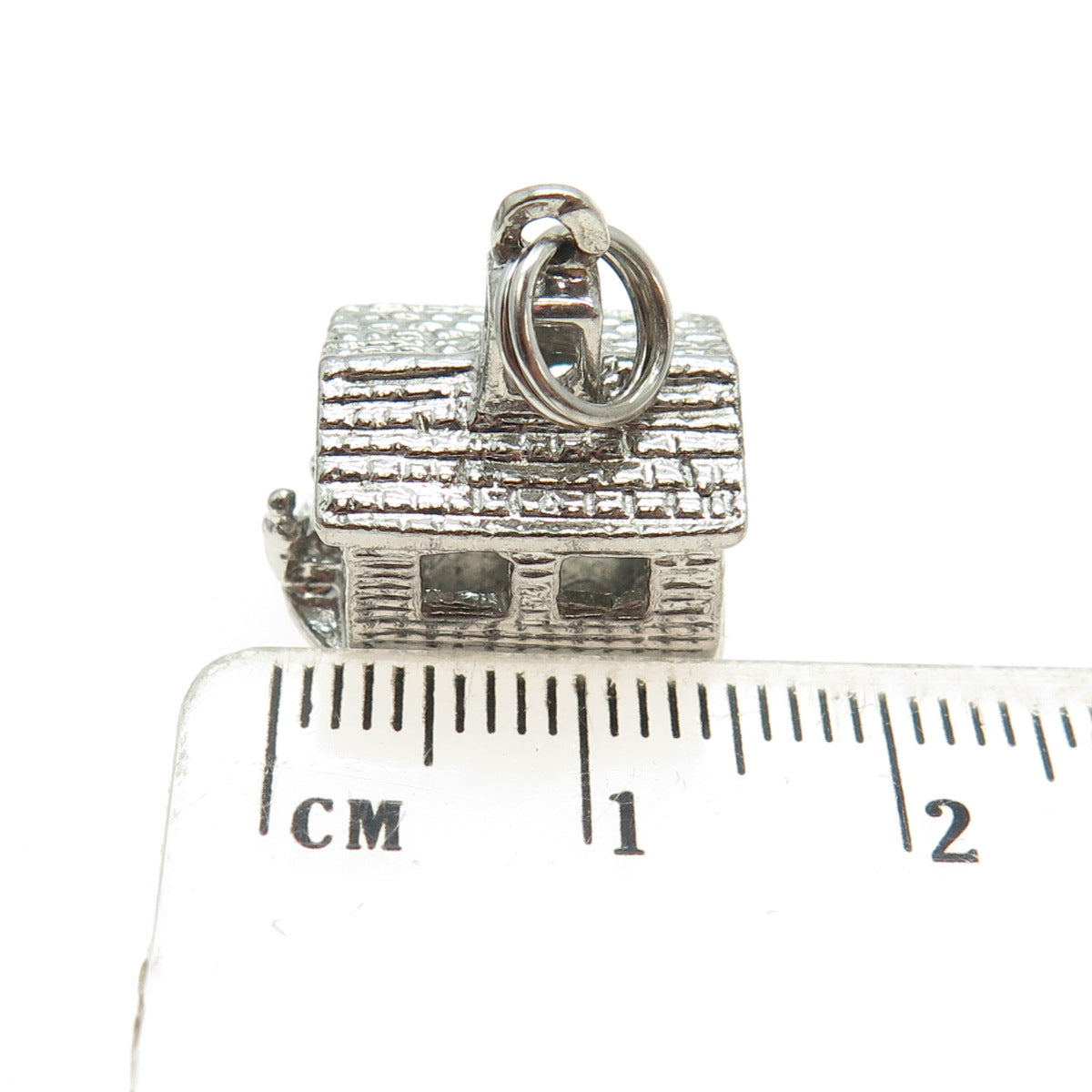 925 Sterling Silver Vintage Cabin Minimalist 3D Charm Pendant