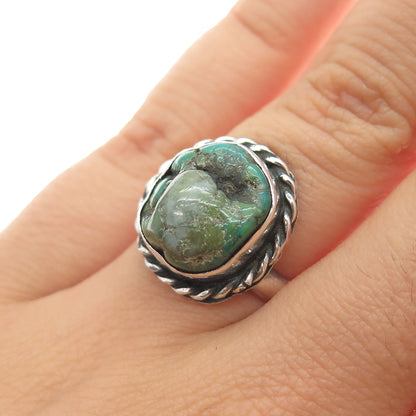 Kenneth Jones Navajo Old Pawn 925 Sterling Silver Vintage Turquoise Ring Size 6