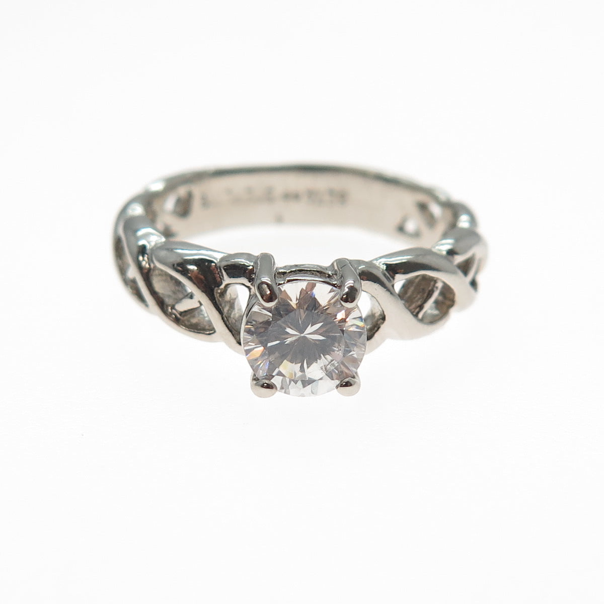 SETA 925 Sterling Silver Vintage Round-Cut C Z Celtic Engagement Ring Size 7.75