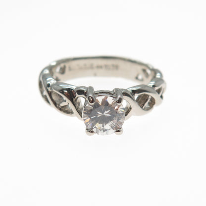 SETA 925 Sterling Silver Vintage Round-Cut C Z Celtic Engagement Ring Size 7.75