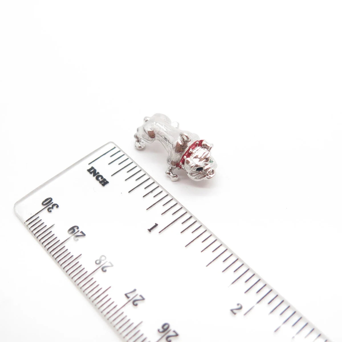925 Sterling Silver Vintage Enamel Bulldog Charm Pendant