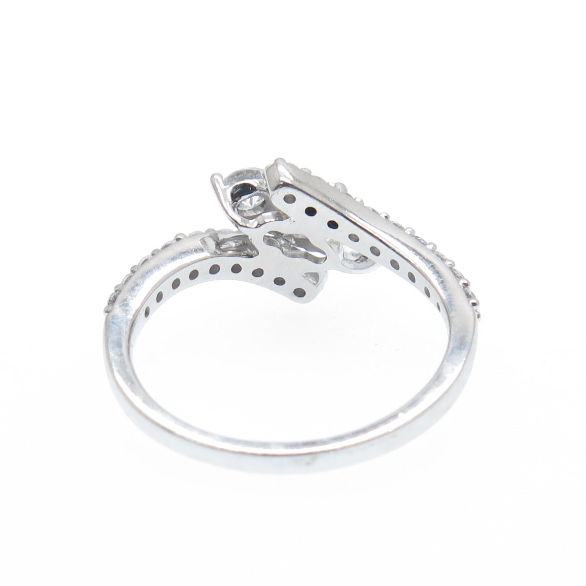 925 Sterling Silver Round-Cut C Z Promise Bypass Ring Size 7