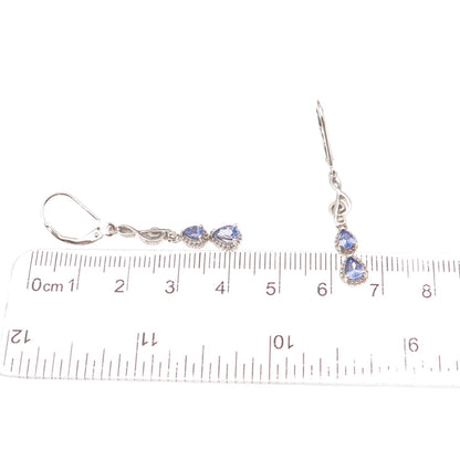 Chuck Clemency 925 Sterling Silver Real Tanzanite Treble Clef Dangle Earrings