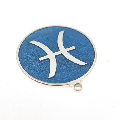 TOKEMOTI 925 Sterling Silver Enamel Pisces Zodiac Sign Minimalist Charm Pendant