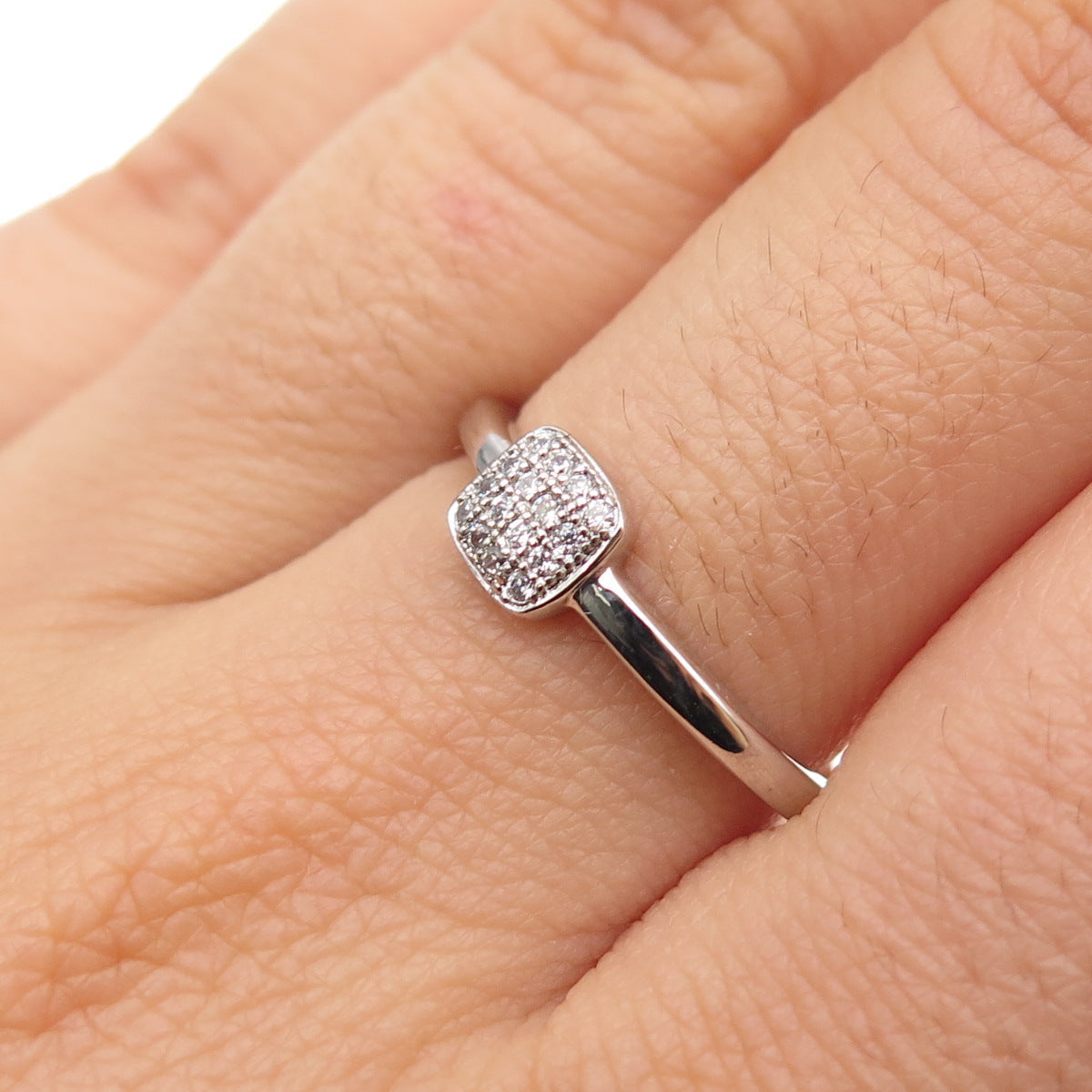 925 Sterling Silver Round-Cut C Z Engagement Ring Size 8