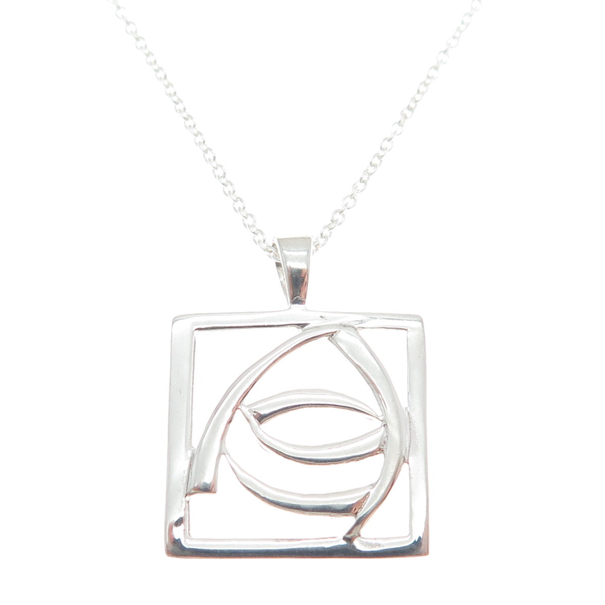 925 Sterling Silver Italy Modernist Square Cable Chain Necklace 18"