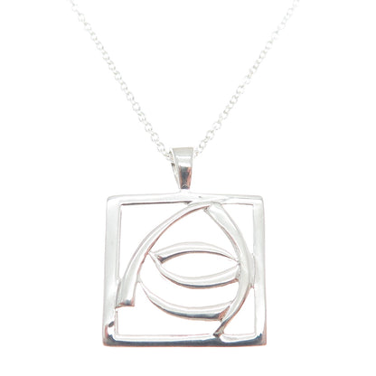 925 Sterling Silver Italy Modernist Square Cable Chain Necklace 18"