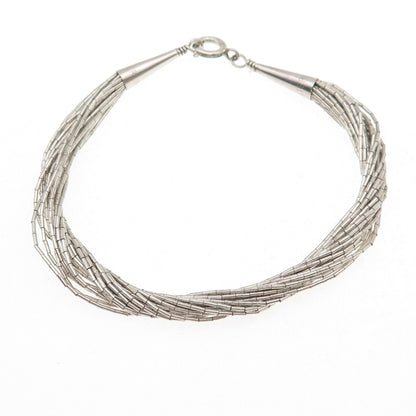 Old Pawn Sterling Silver Vintage Southwestern Liquid Chain Link Bracelet 6.5"