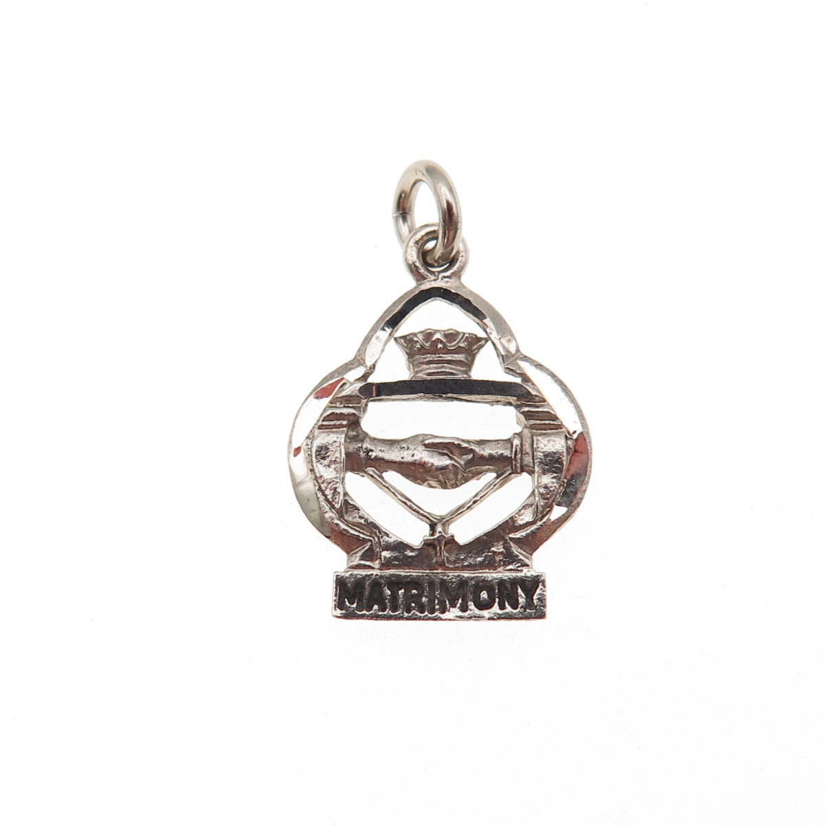 925 Sterling Silver Vintage Sacrament of Marriage Matrimony Mini Charm Pendant