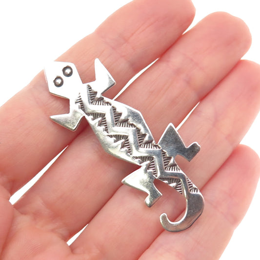 Allison S. Lee Navajo Old Pawn 925 Sterling Silver Vintage Lizard Pin Brooch