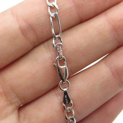 925 Sterling Silver Italy Figaro Chain Necklace 20"